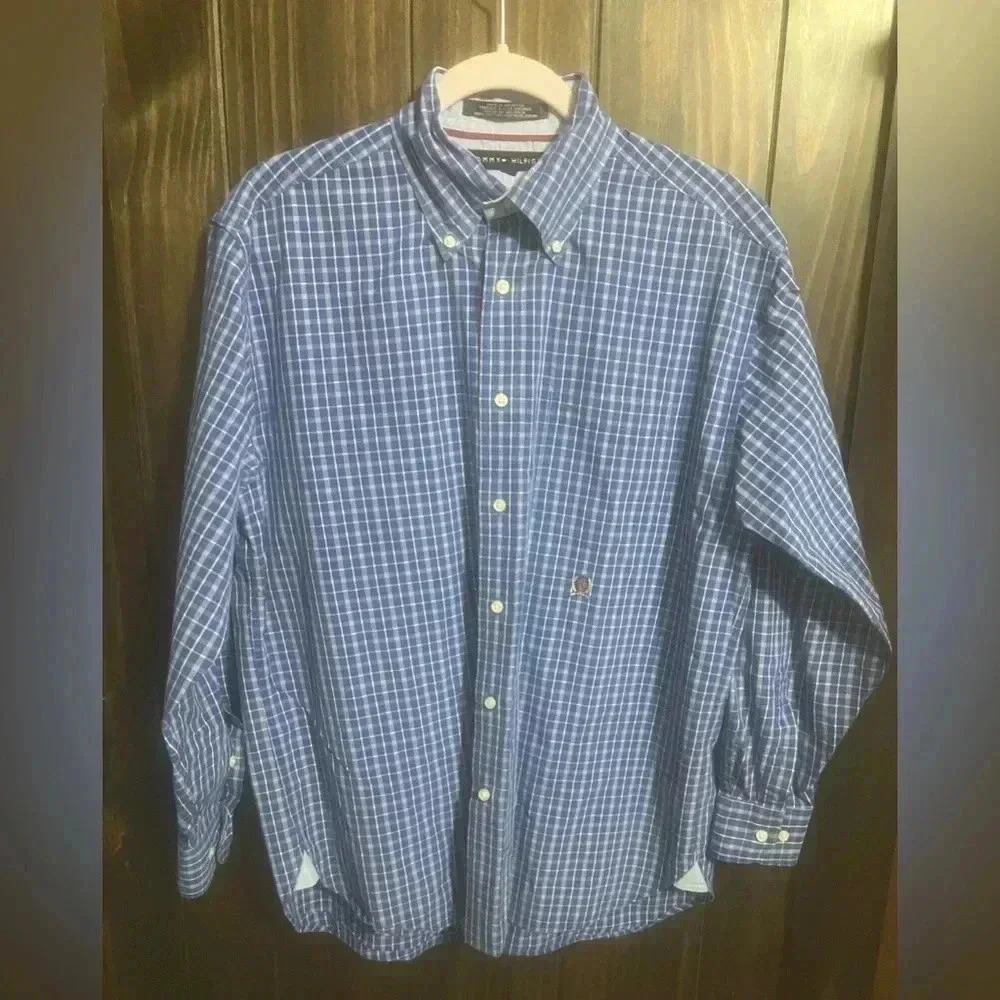Tommy Hilfiger Plaid Button Down Long Sleeve Shirt Crest Men’s Size: Medium - Picture 7 of 12